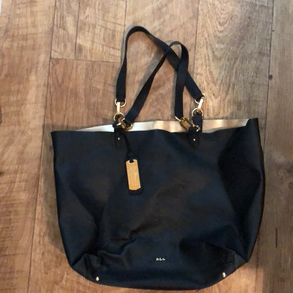 Black leather Ralph Lauren tote